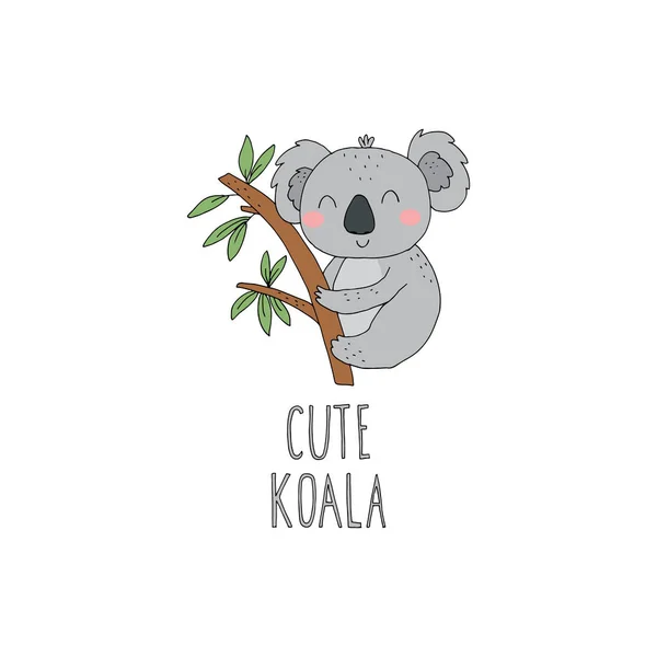 Doodle illustration av Söta handritade vektor tecknad koala. Vektorillustration. vektortryck. — Stock vektor