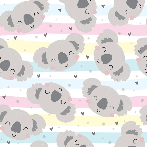 Modèle sans couture. Caractère mignon bébé animal endormi Koala ours. Impression vectorielle pour baby shower . — Image vectorielle