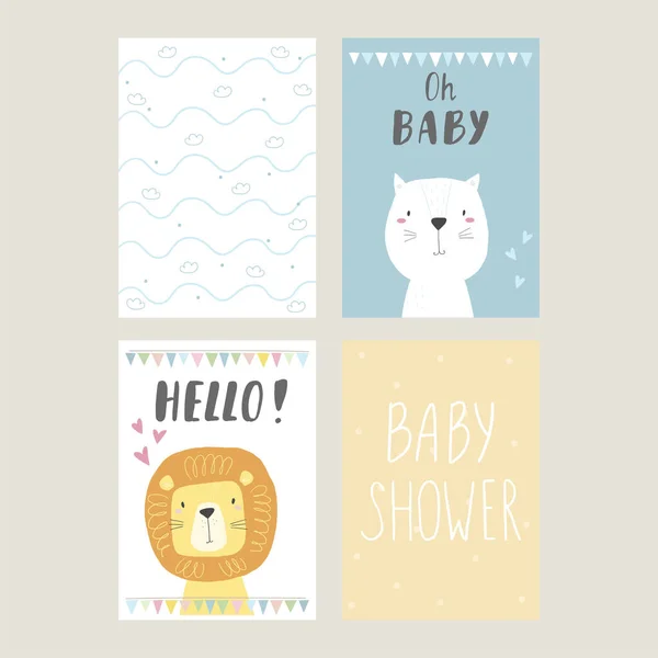 Baby Shower card design. Cute hand drawn . vector print — Stock Vector