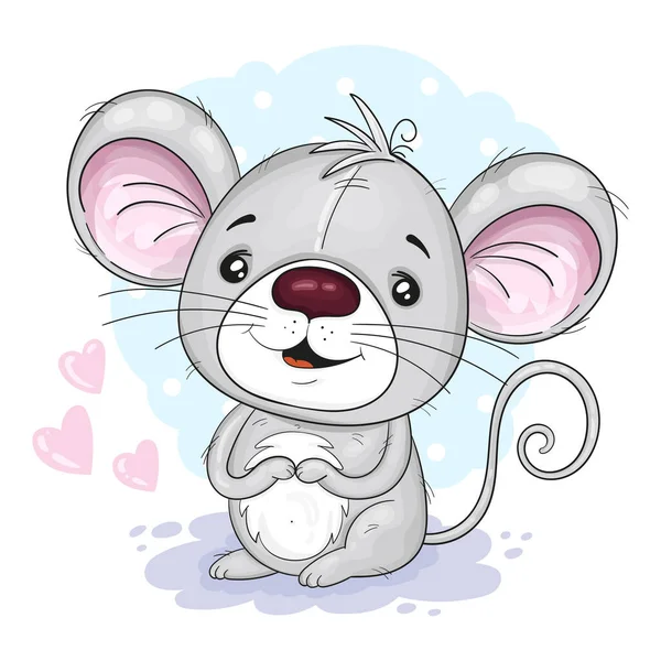 Cute Cartoon mouse. vector print. Good for greeting cards, invitations, decoration, Print for Baby Shower, etc — Stock Vector