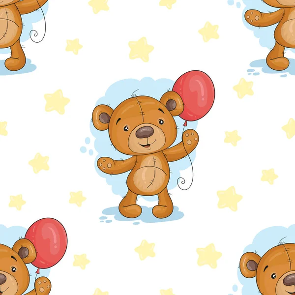 Mignon motif sans couture avec ours en peluche drôle. illustration vectorielle — Image vectorielle