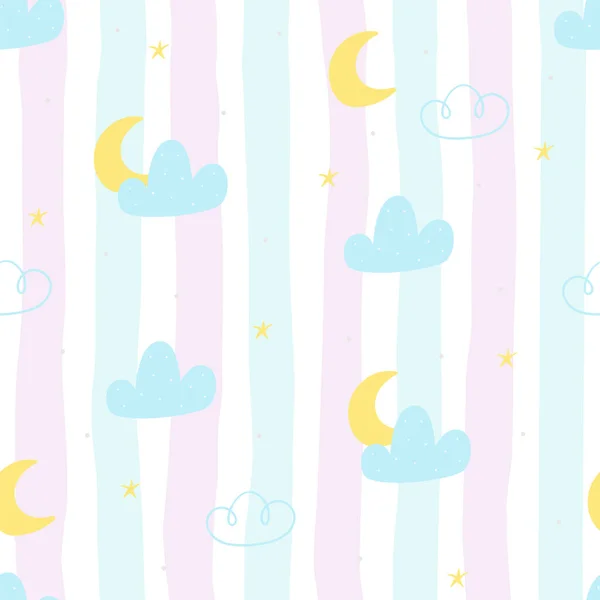 Patrón infantil sin costuras con luna, nube. Creativa niños escandinavos textura para la tela, envoltura, textil, papel pintado, ropa. Ilustración vectorial . — Vector de stock