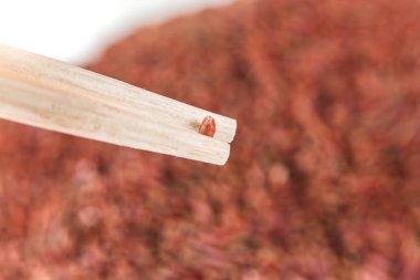 Vahşi kırmızı pirinç sopa closeup ile