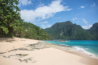 El Nido defne doğal Island view ile güzel bir plaj, Palawan