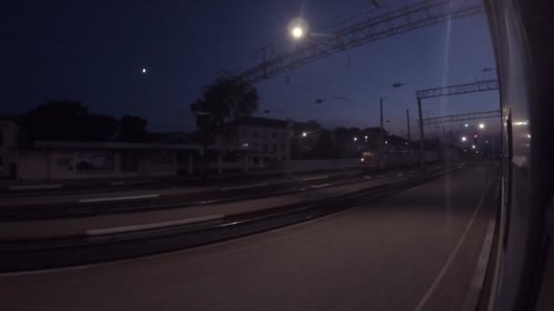 子弹头列车从利沃夫的夜景 — 图库视频影像