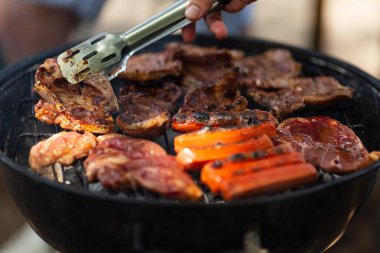 Barbekü pikniği, barbekü, barbekü, barbekü, et, domuz, tavuk, dana eti, ızgara sosis.