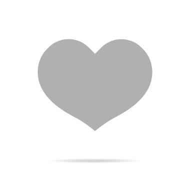 Kalp Simgesi Vektörü. Mükemmel aşk sembolü. Sevgililer Günü işareti, beyaz arkaplanda gölgeli bir amblem.