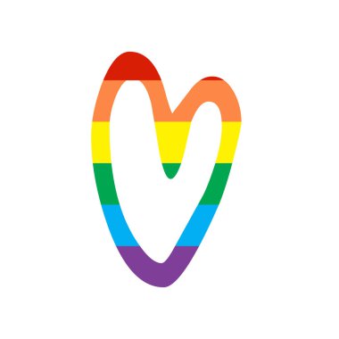 Kalp Simgesi. Gökkuşağı renklerinde Lgbtq sembolü. Gay Gururu. Vektör Tasarımı Beyaz Arkaplanda İzole Edildi