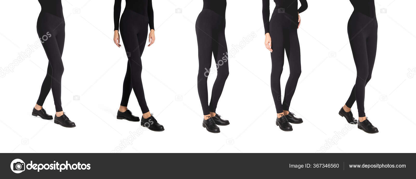 Conjunto de mulher usar leggings em branco preto mockup, isolado, caminho  de recorte. Mulheres em modelo leggins claro. Calças de desporto  estiramento calças modelo vestindo. Pernas finas em vestuário . fotos,  imagens