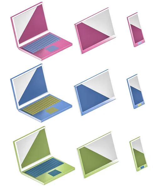 Computer, phone and tablet icons 3d illustration — Stock Photo, Image