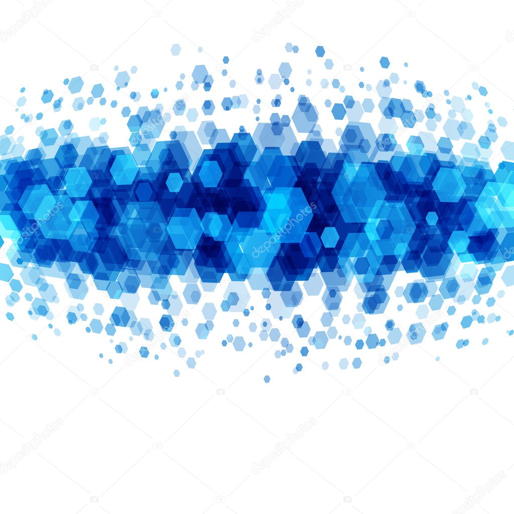 Abstract geometric hexagon blue vector background.