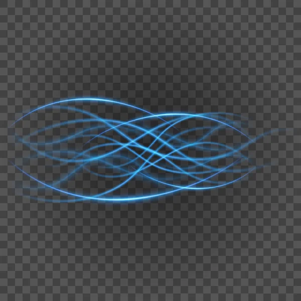 Líneas azules claras lisas en la ilustración del vector de fondo de transparencia . — Vector de stock