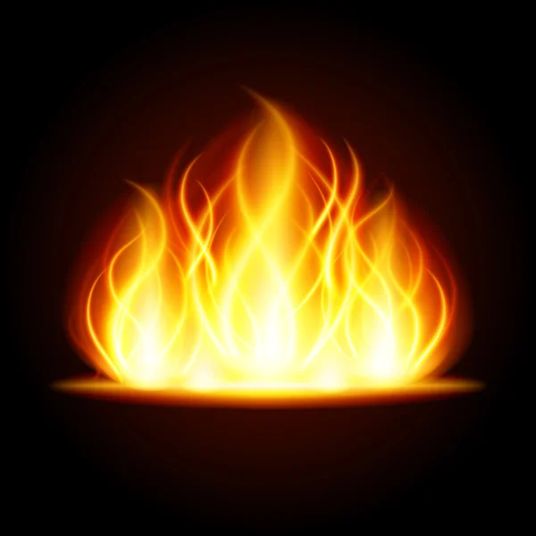 Abstraktes Feuer Flammenlicht auf schwarzem Hintergrund Vektor Illustration. — Stockvektor