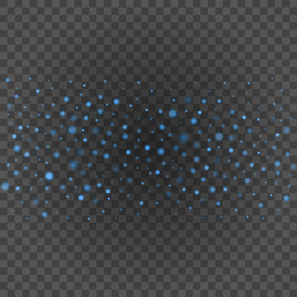 Bokeh luz azul brilla en la ilustración del vector de fondo de transparencia — Vector de stock