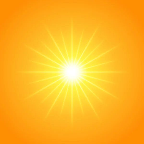 Zon met lens flare lichten sjabloon en vector achtergrond. — Stockvector