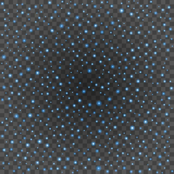 Bokeh light blue sparkles on transparency background vector illustration. — Stock Vector