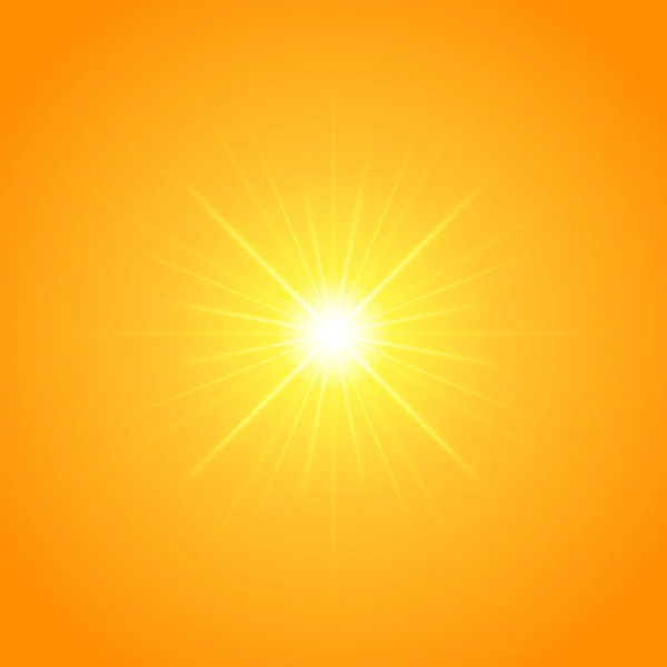 Sun with lens flare lights template and vector background. — Stock Vector