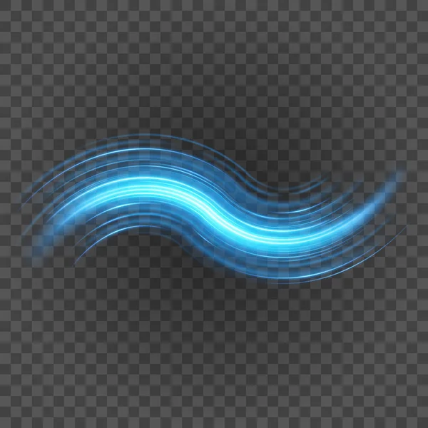 Líneas azules claras lisas en la ilustración del vector de fondo de transparencia . — Vector de stock