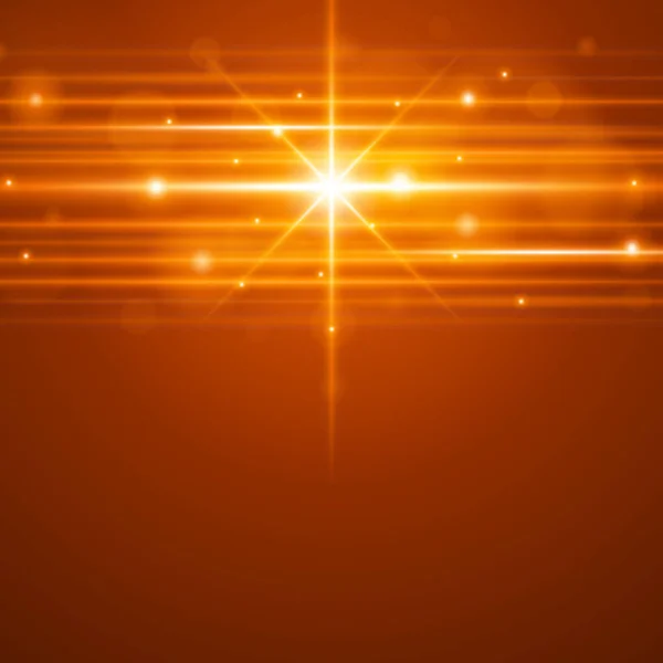 Soepele licht oranje golven lijnen en Lens Flares vector abstracte achtergrond. — Stockvector