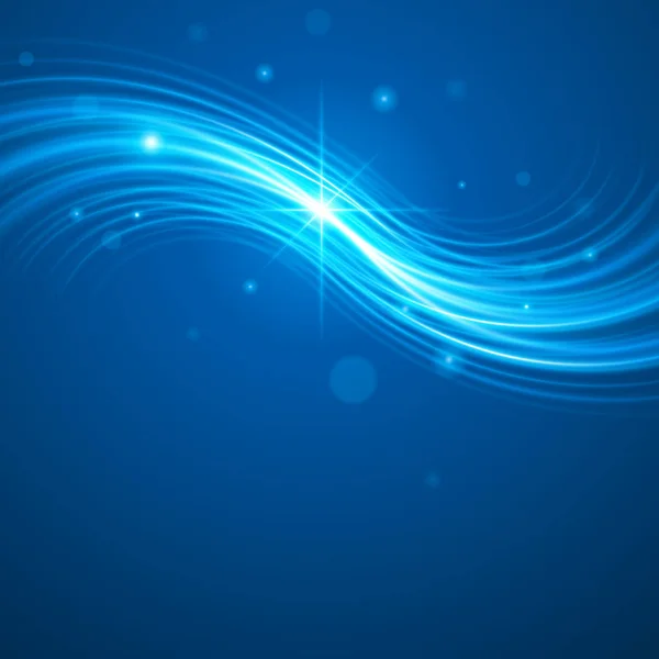 滑らかなライトブルー波ラインとレンズ フレアのベクトルの抽象的な背景. — ストックベクタ