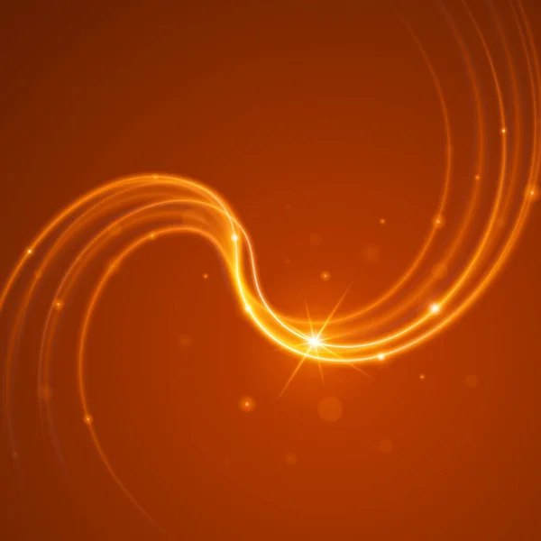 Yumuşak ışık turuncu çizgi ve mercek parlaması vektör arka plan dalgalar. — Stok Vektör