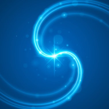 Pürüzsüz açık mavi çizgiler ve mercek parlaması vektör arka plan dalgalar.