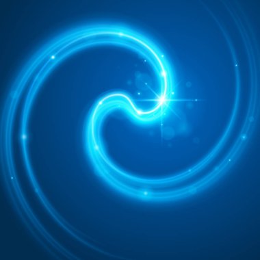 Pürüzsüz açık mavi çizgiler ve mercek parlaması vektör arka plan dalgalar.