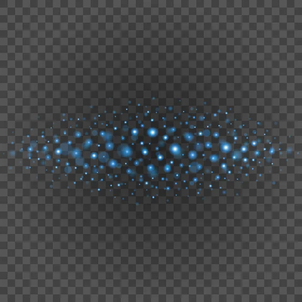 Bokeh luz azul brilla en la ilustración del vector de fondo de transparencia . — Vector de stock