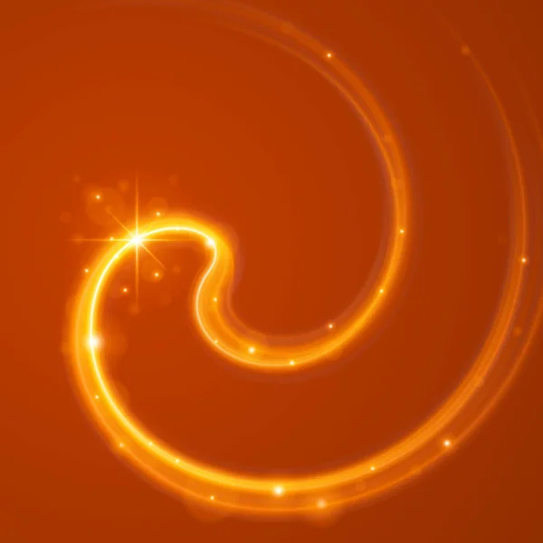 Glatte orange Wellen Linien und Linsenfackeln Vektor abstrakten Hintergrund. — Stockvektor