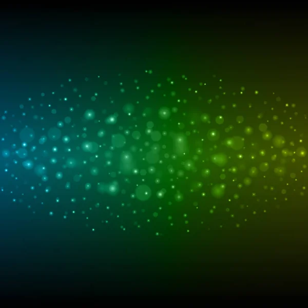 抽象的な光の緑ボケ味の青い背景のベクトル図. — ストックベクタ