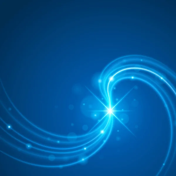 滑らかなライトブルー波ラインとレンズ フレアのベクトルの抽象的な背景. ストックベクター