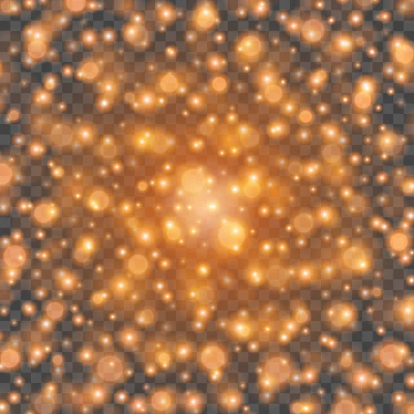 Bokeh luz naranja brilla en la ilustración del vector de fondo de transparencia . — Archivo Imágenes Vectoriales