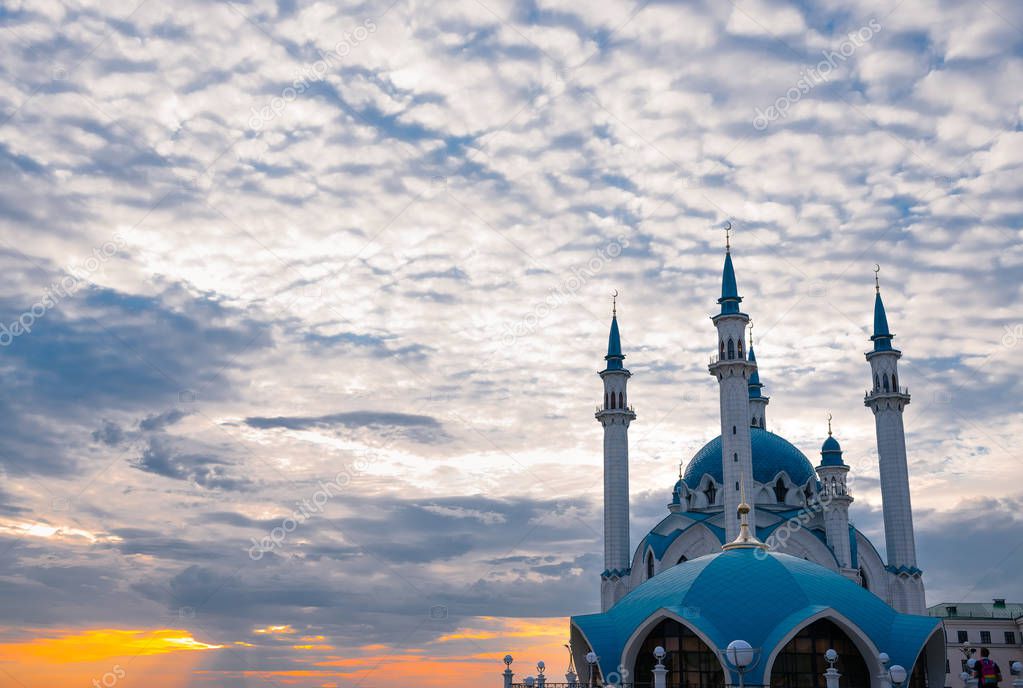 The Kul Sharif mosque in Kazan, Russia at sunset