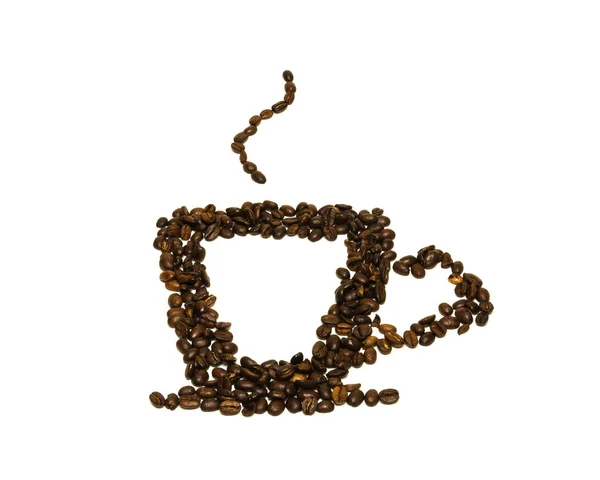 Silueta de una taza de café sobre un fondo blanco — Foto de Stock