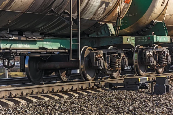 鉄道の貨車の車輪のペア — ストック写真