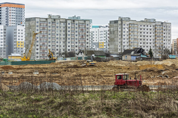 Construction of a new microdistrict on the site of the demolishe