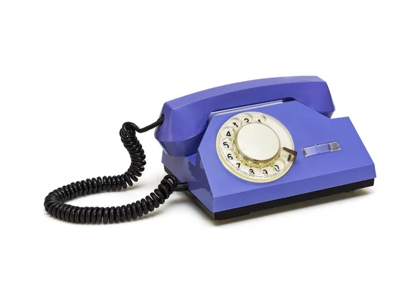 Egy kerek tárcsázó retro telefon van egy fehér háttér — Stock Fotó