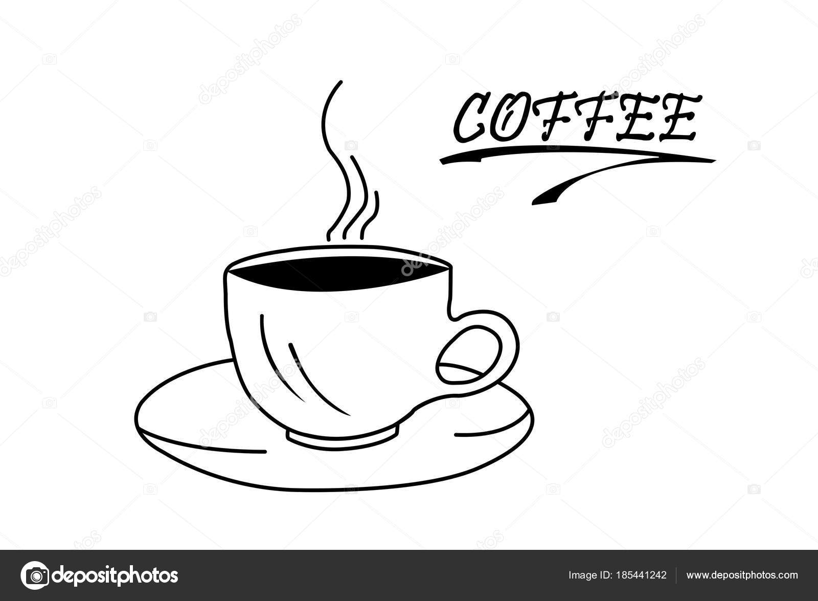 Een Warme Kop Koffie Op Een Schoteltje En De Inscriptie Witte Backg