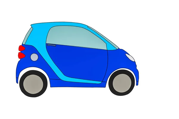 Personenwagen blau und blau auf weißem Hintergrund — Stockfoto