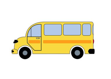 Yolcu otobüsün siyah bir arka plan üzerinde renkli çizimi