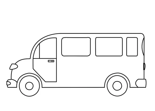 Outline drawing of a passenger bus on white background — Stock Photo, Image