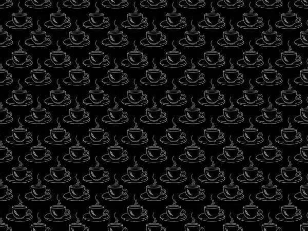 Seamless pattern on a black background with white silhouettes of — Stock Photo, Image