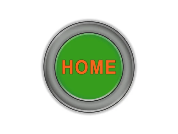 Eve, beyaz arka plan diyor yeşil düğmeye toplu — Stok fotoğraf