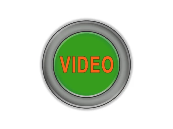 Botão verde em massa que diz VÍDEO, fundo branco — Fotografia de Stock