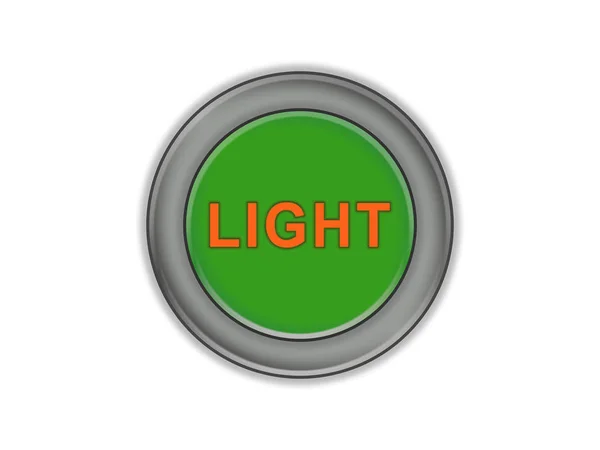 Bulk grüner Knopf mit Licht beschriftet, weißer Hintergrund — Stockfoto