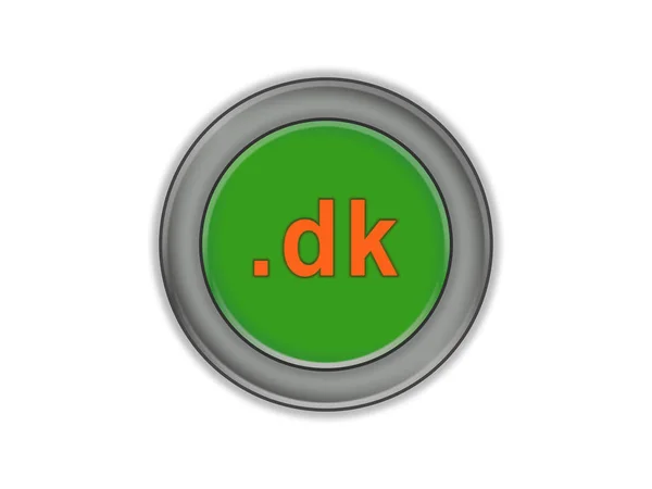 Großer grüner Knopf mit der Bezeichnung der Domain von Dänemark, — Stockfoto