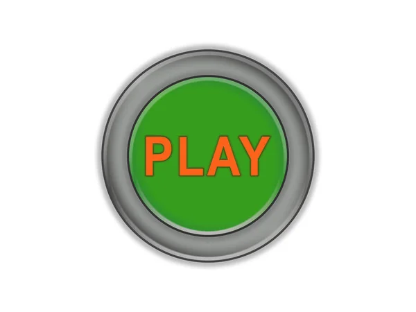 Bulk grüne Taste, die Spiel sagt, weißer Hintergrund — Stockfoto