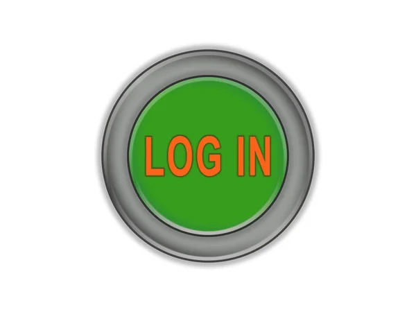 Botón verde a granel que dice LOG IN, fondo blanco —  Fotos de Stock