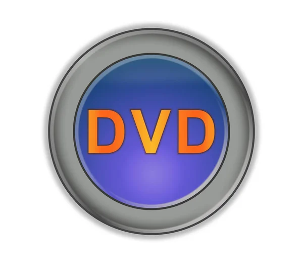 Rodear el botón que dice DVD, fondo blanco — Foto de Stock
