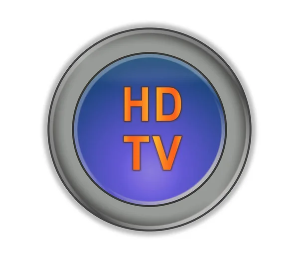 Γύρω από το κουμπί που λέει «Hd Tv», λευκό φόντο — Φωτογραφία Αρχείου